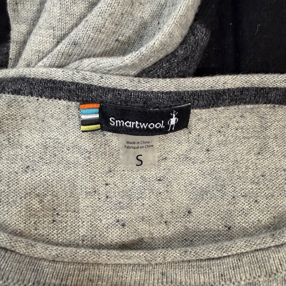 Smartwool Women's S Shadow Pine Crew Sweater Gray Black Colorblock Merino Wool - Picture 5 of 6